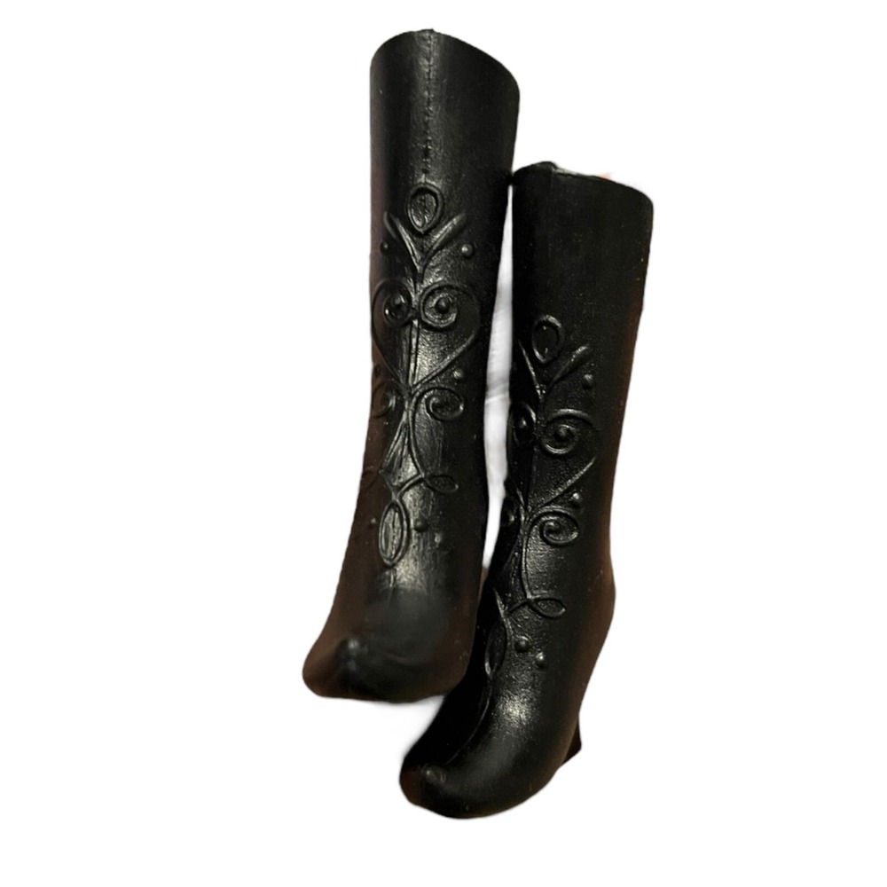 Disney Frozen Anna Replacement Boots Black Scroll Doll Shoes Accessory